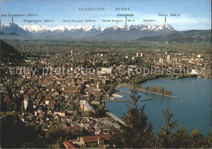 Bregenz Vorarlberg Blick gegen Rheintal Bodensee Schweizer Berge