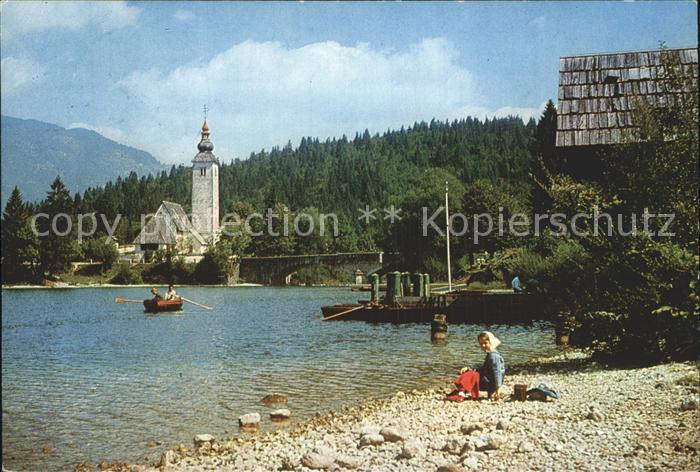 Bohinj Uferpartie am See Kirche
