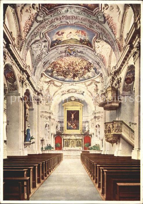 Tegernsee Bayern Schlosskirche ehem. Benediktinerabtei Gemaelde von HG Asam