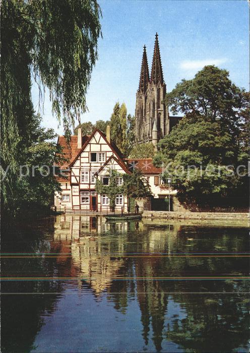 Soest Arnsberg Muehle am grossen Teich mit Wiesenkirche