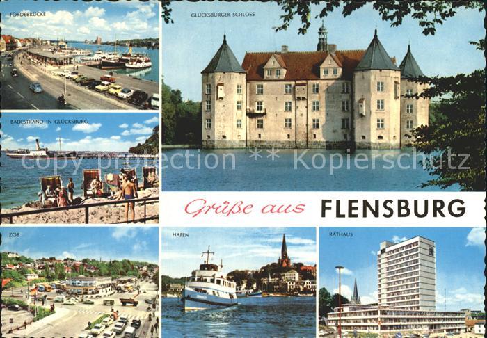 Flensburg Foerderbruecke Badestrand Gluecksburg Schloss Hafen Rathaus