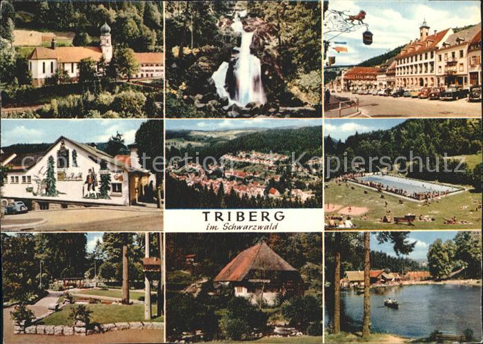 Triberg Schwarzwald Teilansichten Kirche Schwimmbad Wasserfall Park See