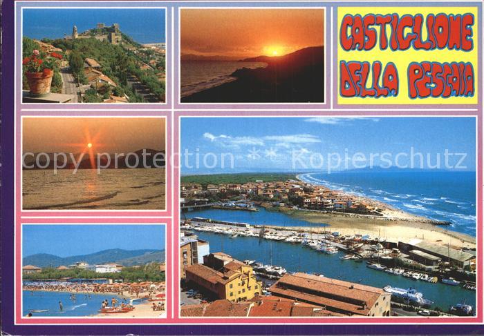 Castiglione della Pescaia Panorama Sonnenuntergang Strand Burg