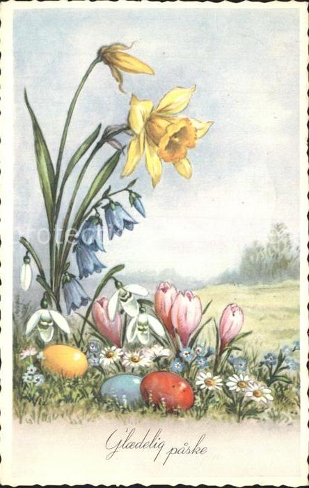 Ostern Easter Paques Narzissen Krokusse Schneegloeckchen Ostereier