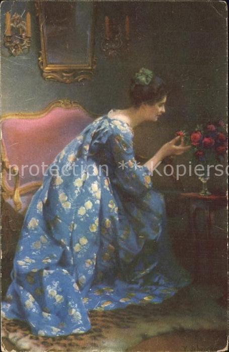 Kuenstlerkarte V. Schramm Die blaue Dame