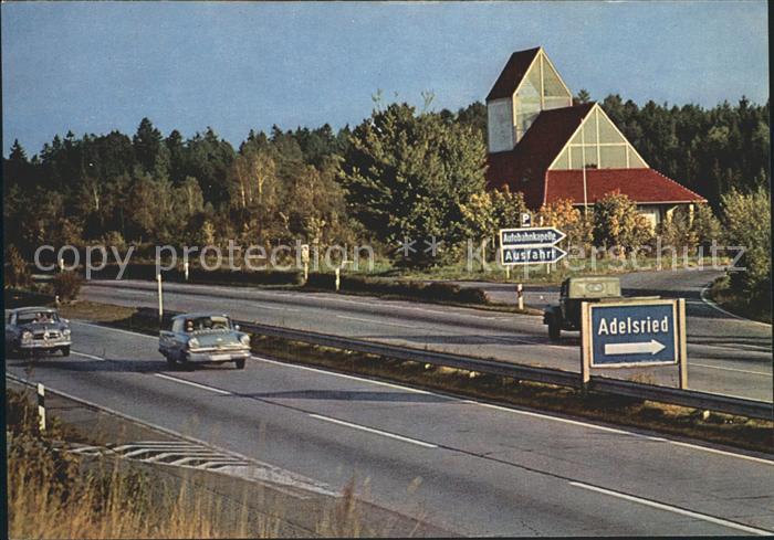 Autobahn BAB Muenchen-Stuttgart Autobahnkirche Maria Schutz der Reisenden