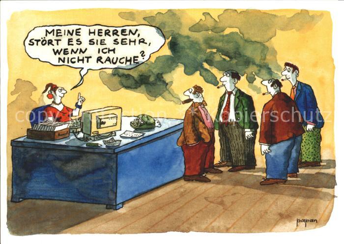 Zigarette Zigarre Humor Sekraeterin Nichtraucher Kuenstlerkarte Papan