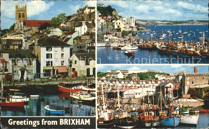 Brixham Harbour Church Hafen Kirche Fischkuter