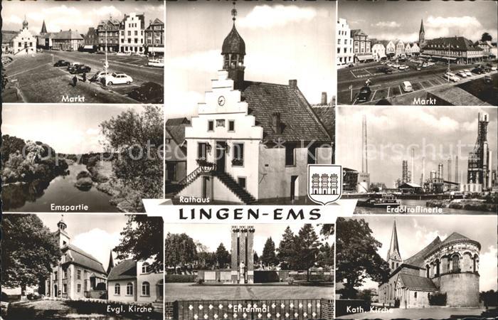 Lingen Ems Markt Ems Rathaus Erdoelraffinerie Kirche Ehrenmal
