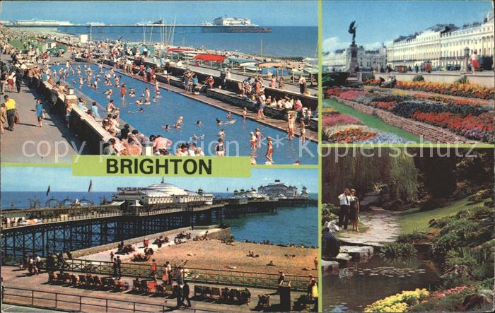 Brighton East Sussex Paddling Pool Peace Statue Palace Pier Rock Gardens Preston