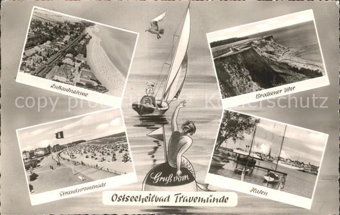 Travemuende Ostseebad Brodtener Ufer Hafen Strandpromenade Fliegeraufnahme