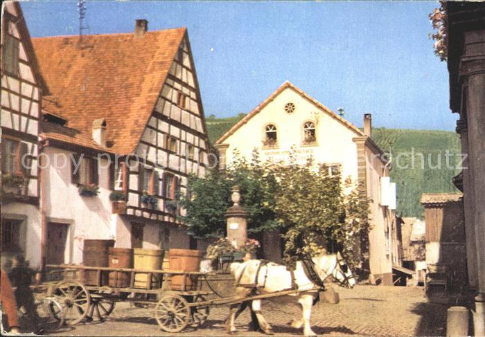 Riquewihr Haut Rhin Dorfpartie Pferdekarren