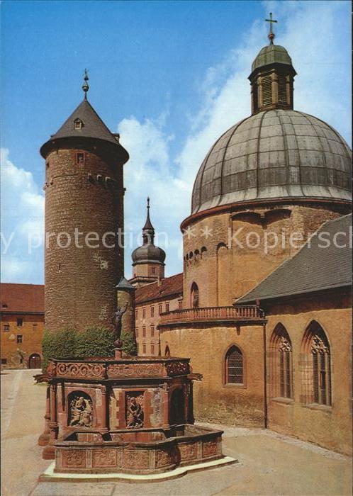 WueRZBURG Bayern Festung Marienberg Burghof Kirche Brunnen