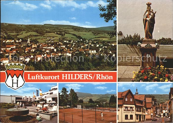 Hilders Rhoen Gesamtansicht Luftkurort Haupstrasse Tennisplatz Heiligenfigur Sta