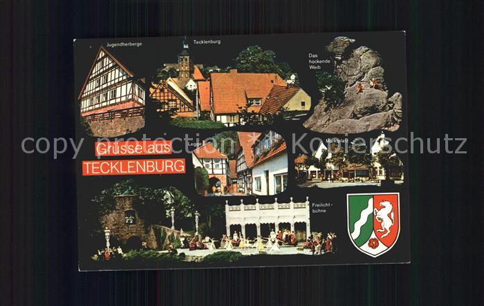 Tecklenburg Steinfurt NRW Jugendherberge Hockende Weib Felsformation Marktplatz