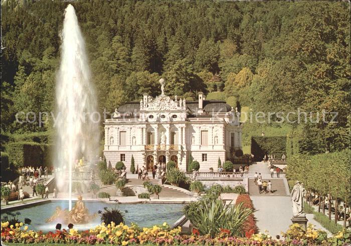 Ettal Koenigsschloss Linderhof Fontaene 19. Jhdt. Koenig Ludwig II von Bayern