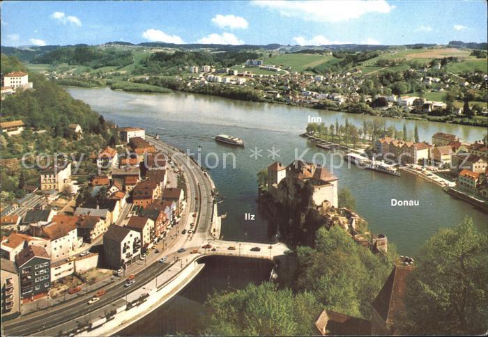 PAssAU Bayern Dreifluessestadt Zusammenfluss von Ilz Donau Inn