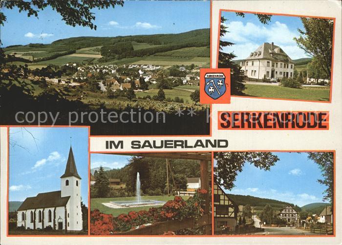 Serkenrode Teilansichten Kirche Brunnen Hauptstrasse