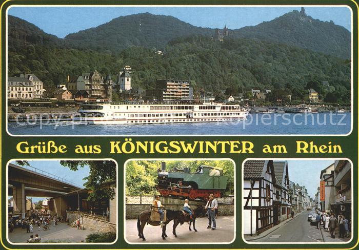 Koenigswinter Rhein Dampfer Burg Bruecke Dampflokomotive Eselreiten Strassenpart