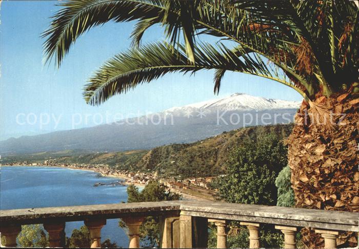 Taormina Sizilien Panorama da Villa Marzotto Vulkan aetna