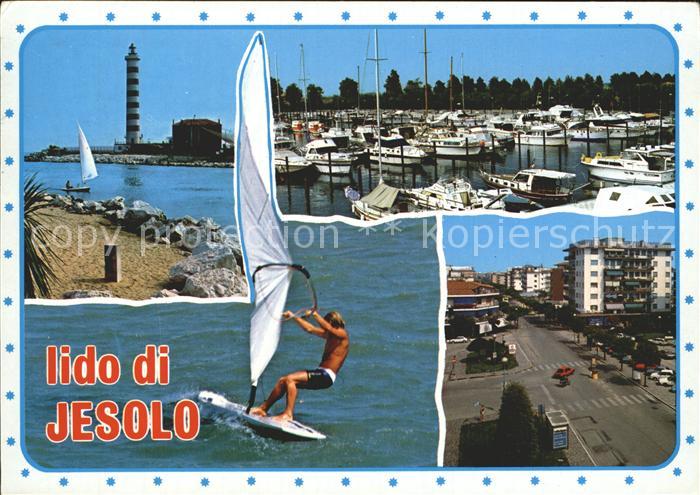 Lido di Jesolo Hafen Leuchtturm Yachten Windsurfen Strassenpartie