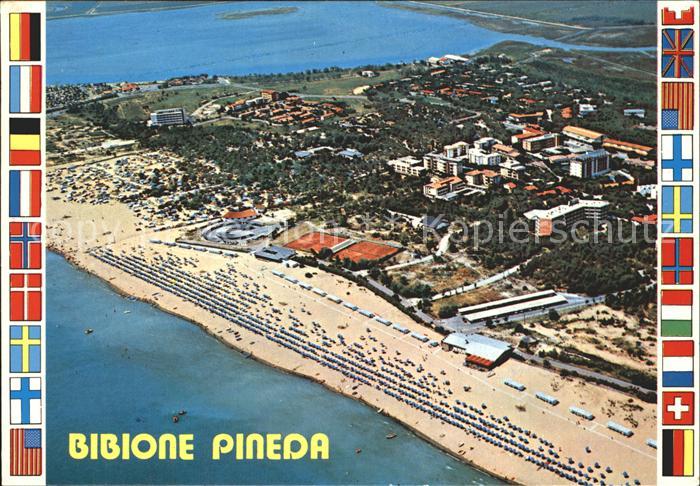 Pineda Bibione Veduta aerea delle zone Campeggi Nationalflaggen