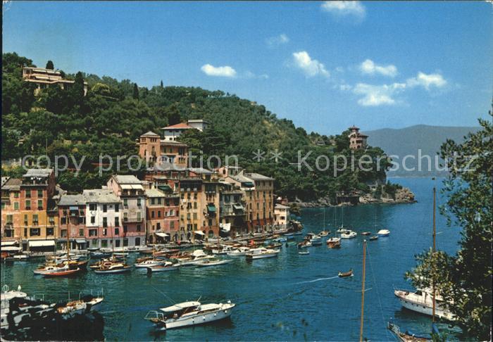 Portofino Liguria Hafen Motorbot Segelschiff