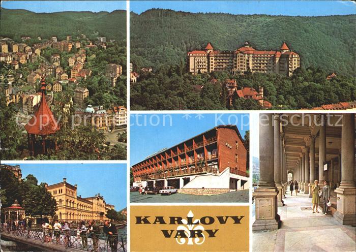 Karlovy Vary Teilansichten Eger Bruecke Hotel Imperial Kolonnade