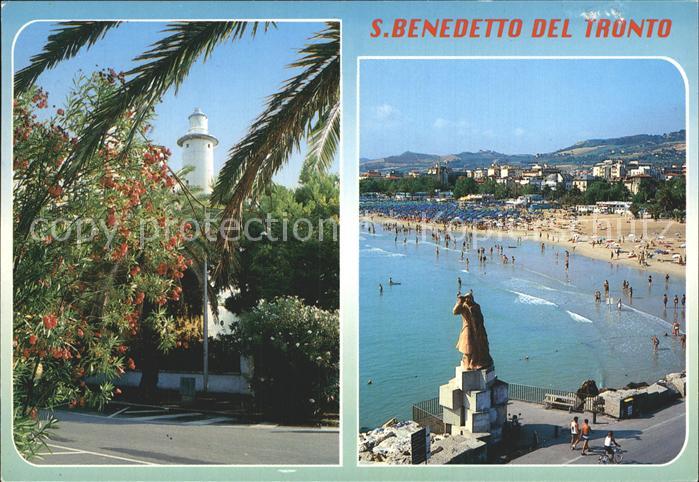 San Benedetto Del Tronto Promenade Leuchtturm Strand Denkmal Statue