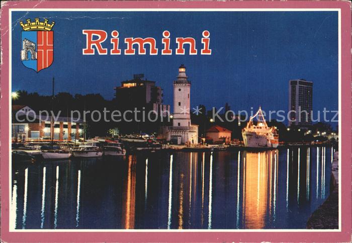 Rimini Porto canale e grattacielo di notte Hafen Leuchtturm Hochhaus bei Nacht