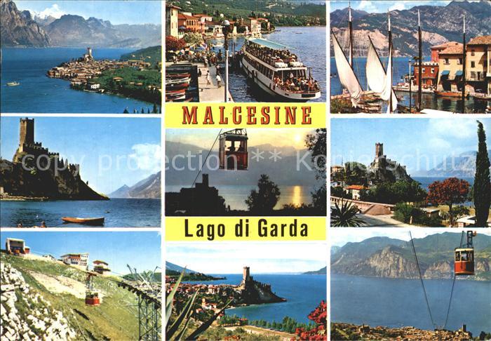 Malcesine Lago di Garda Panorama Gardasee Bootsanleger Hafen Schloss Bergbahn