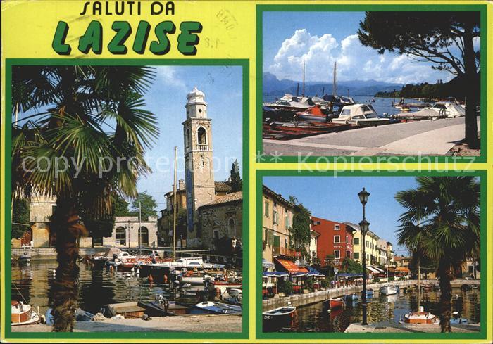 Lazise Lago di Garda Kirche Hafen Uferpromenade Gardasee Palmen