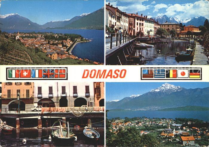 Domaso Panorama Comersee Hafen Nationalflaggen