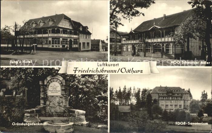 Friedrichsbrunn Harz Jungs-Hotel Schwarzer Adler Gruendungsdenkmal