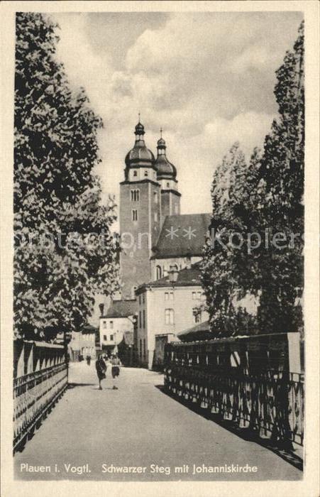 Plauen Vogtland Schwarzer Steg mit Johanniskirche