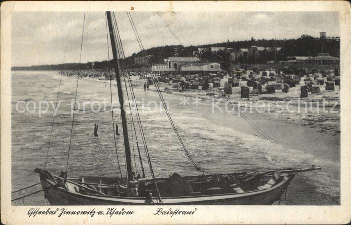 Zinnowitz Ostseebad Strand mit Boot