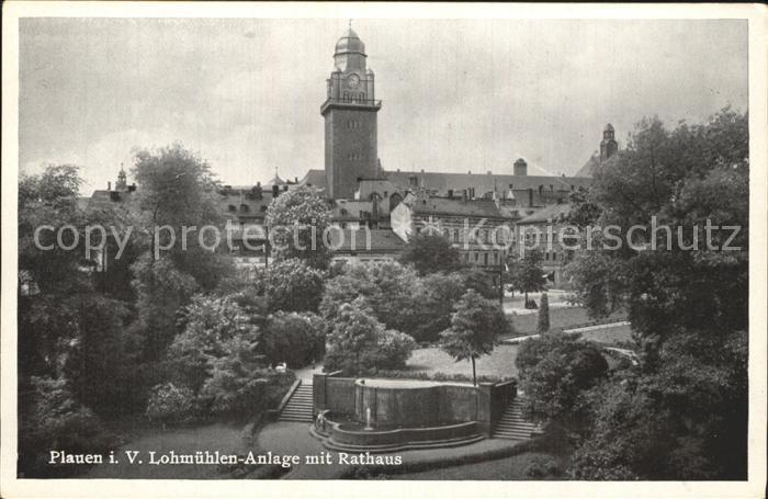 Plauen Vogtland Lohmuehlenanlage mit Rathaus