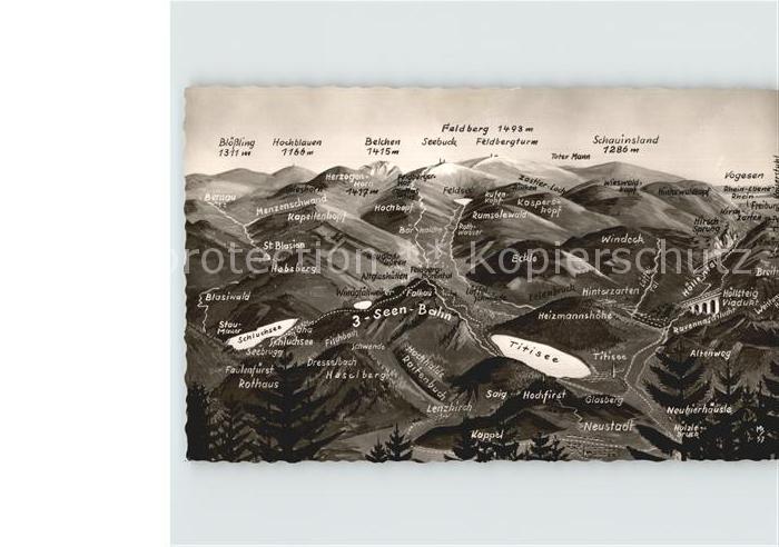 TITISEE Schwarzwald BW Pamoramakarte