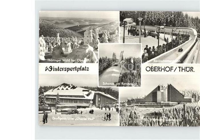 Oberhof Thueringen Rennschlittenbahn Schanze am Rennsteig Interhotel-Panorama