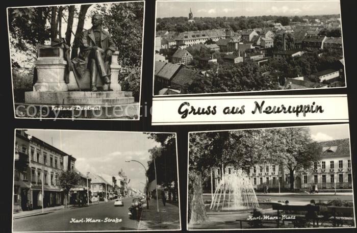 Neuruppin Fontane Denkmal Karl Marx Strasse und Platz