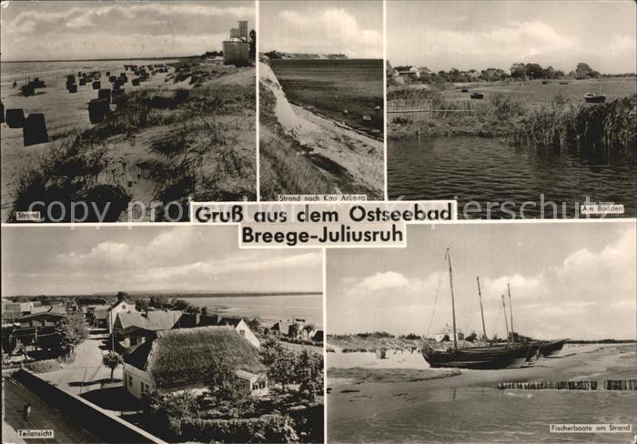 Juliusruh Ruegen Am Bodden Fischerboote am Strand Teilansicht Strand