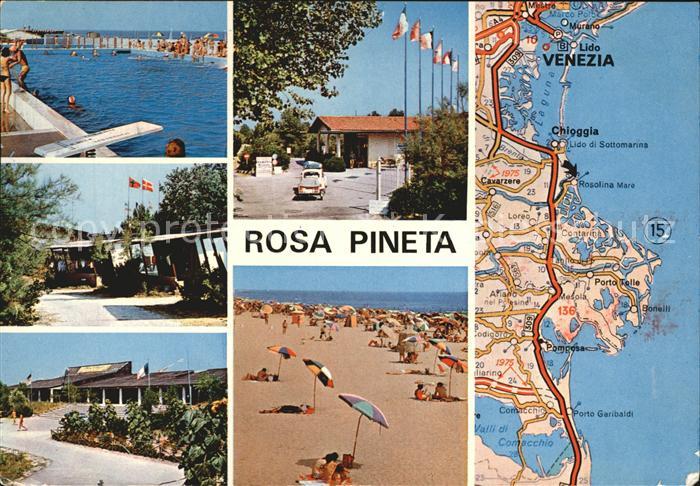 Rosolina Mare Ferienpark Rosa Pineta Strand Karte Schwimmbad