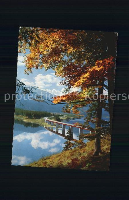 Lenggries Sylvensteinsee mit Faller Klammbruecke gegen Scharfreiter