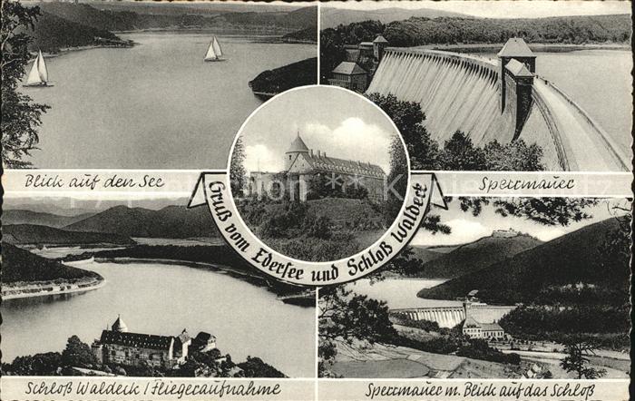 Edersee mit Staumauer Schloss Waldeck Fliegeraufnahme