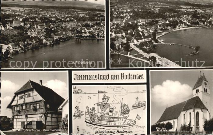 Immenstaad Bodensee Uferpartie Fliegeraufnahme Pulverturm Schwoererhaus Kirche