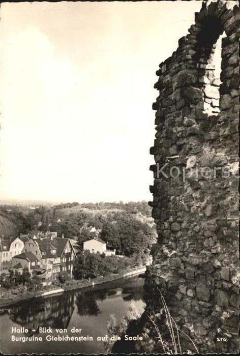 Halle Saale Blick von Burgruine Giebichenstein auf Saale