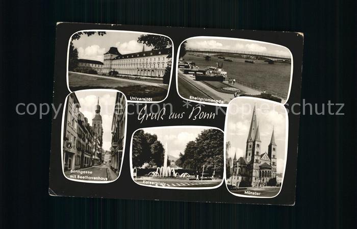 Bonn Rhein Universitaet Rheinpromenade Bonngasse Beethovenhaus Muenster