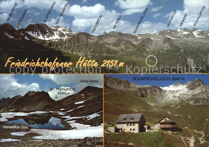 Friedrichshafener  Huette Schafbueheljoch Muttenjoch Verwalkar See