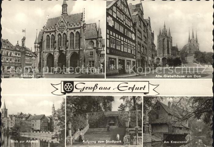 ERFURT  CITY Rathaus Alte Giebelhaeuser dom Altstadt Stadtpark