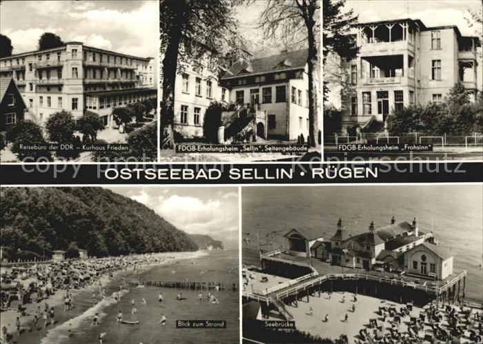 Sellin Ruegen Ostseebad Kurhaus Frieden FDGB Erholungsheime Strand Seebruecke